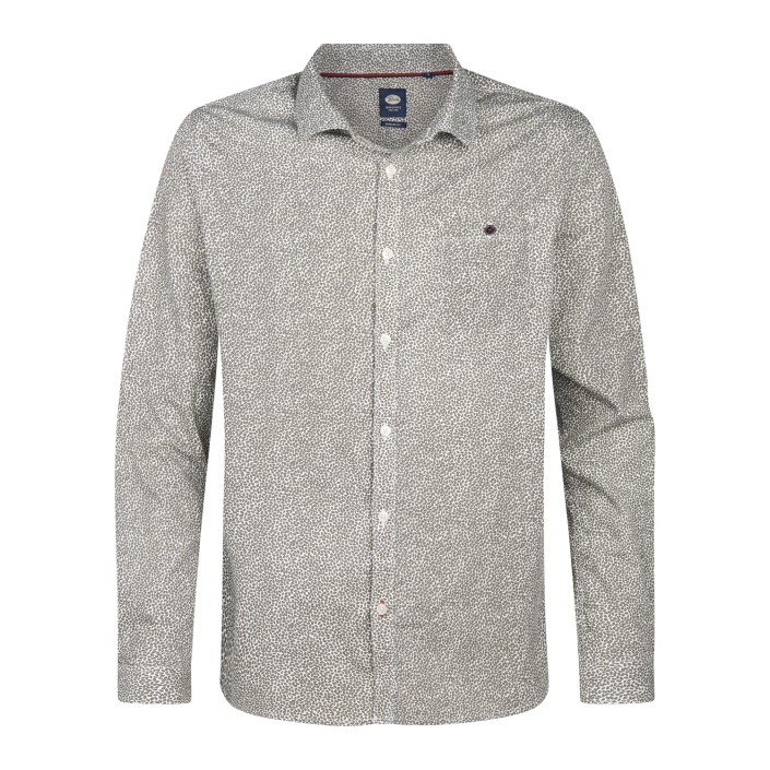 Petrol Industries Men Shirt Long Sleeve AOP Mossy Stone | Freewear Men Shirt Long Sleeve AOP - www.freewear.nl - Freewear