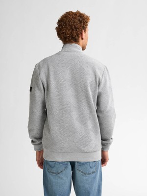 Petrol Industries Men Sweater Collar Zip Light Grey Melee | Freewear Men Sweater Collar Zip - www.freewear.nl - Freewear