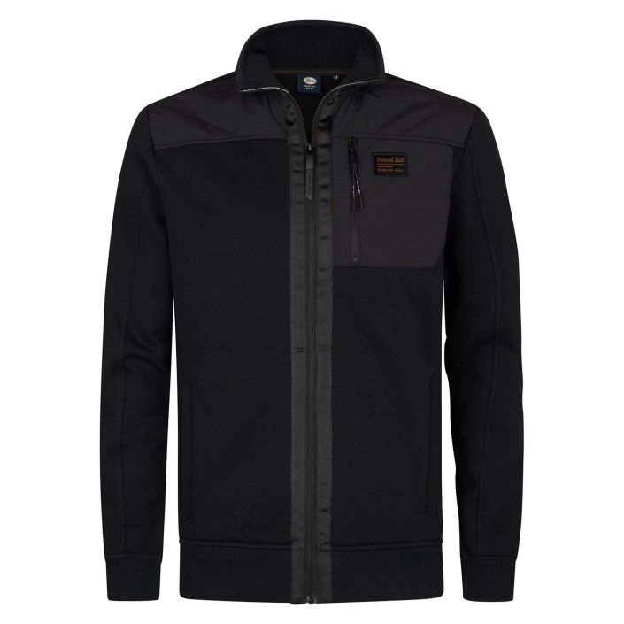 Petrol Industries Men Sweater Collar Zip Deep Black | Freewear Men Sweater Collar Zip - www.freewear.nl - Freewear