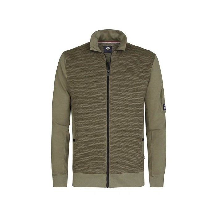 Petrol Industries Men Sweater Collar Zip Antique White Melee | Freewear Men Sweater Collar Zip - www.freewear.nl - Freewear