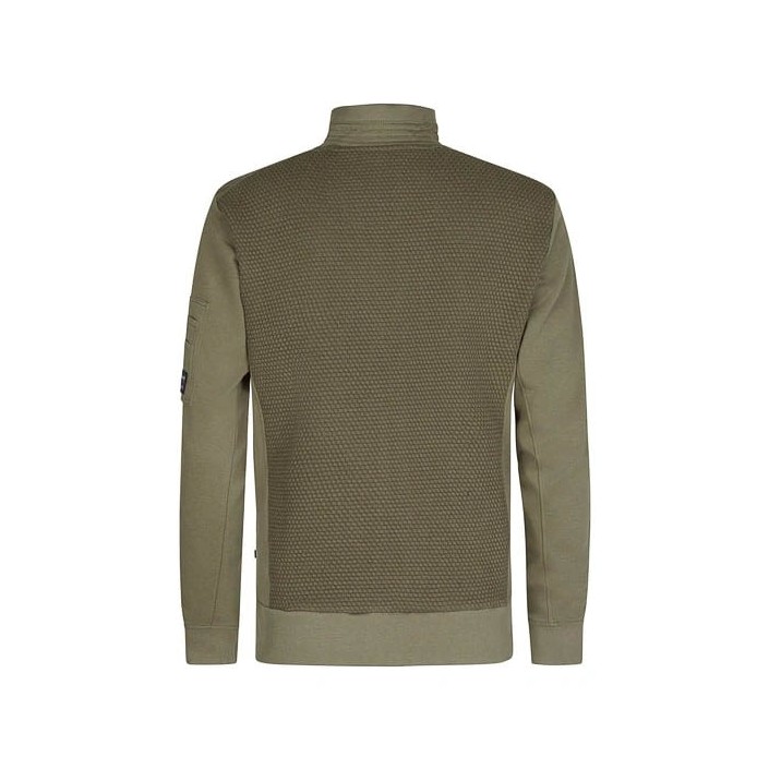 Petrol Industries Men Sweater Collar Zip Antique White Melee | Freewear Men Sweater Collar Zip - www.freewear.nl - Freewear