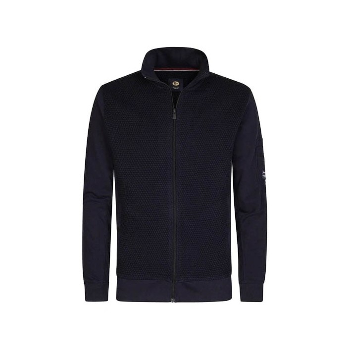 Petrol Industries Men Sweater Collar Zip Royal Navy | Freewear Men Sweater Collar Zip - www.freewear.nl - Freewear