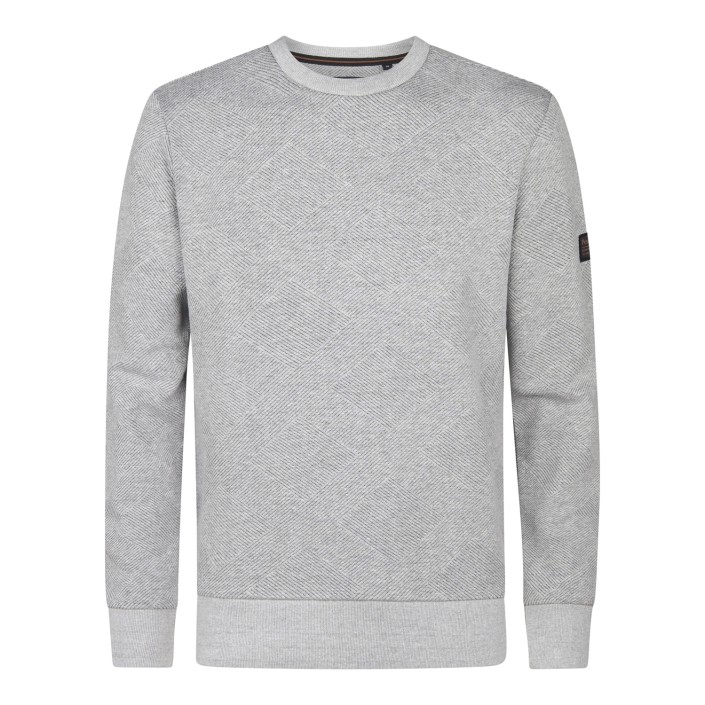 Petrol Industries Men Sweater Round Neck Light Grey Melee | Freewear Men Sweater Round Neck - www.freewear.nl - Freewear