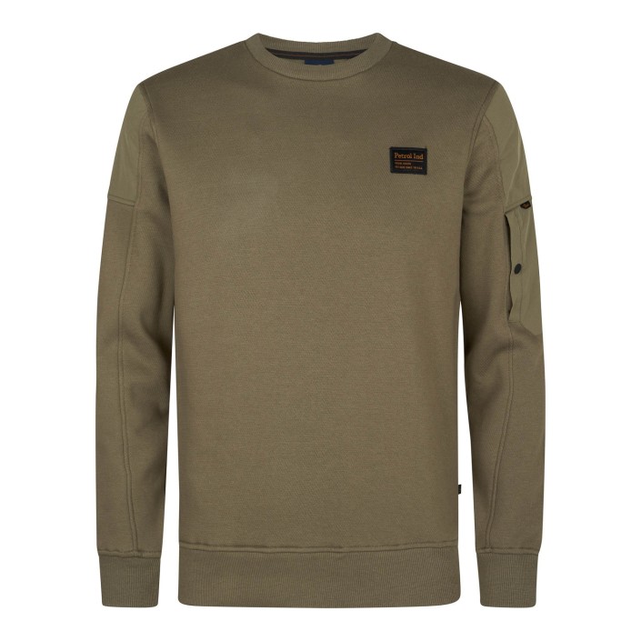 Petrol Industries Men Sweater Round Neck Mossy Stone | Freewear Men Sweater Round Neck - www.freewear.nl - Freewear