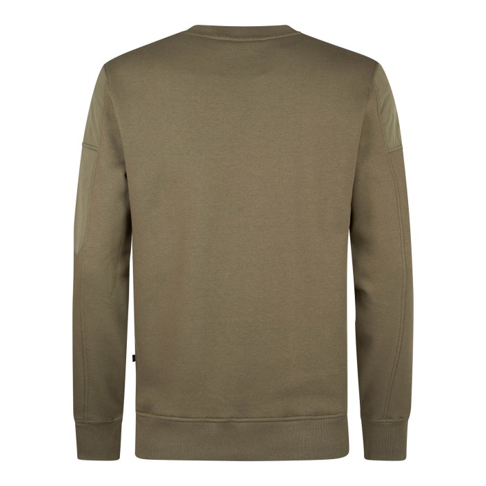 Petrol Industries Men Sweater Round Neck Mossy Stone | Freewear Men Sweater Round Neck - www.freewear.nl - Freewear
