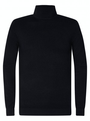 Petrol Industries Men Knitwear Collar Basic Black | Freewear Men Knitwear Collar Basic - www.freewear.nl - Freewear