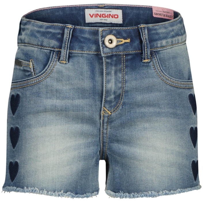 Vingino Dafina Heart Short Mid Blue Wash | Freewear Dafina Heart Short - www.freewear.nl - Freewear