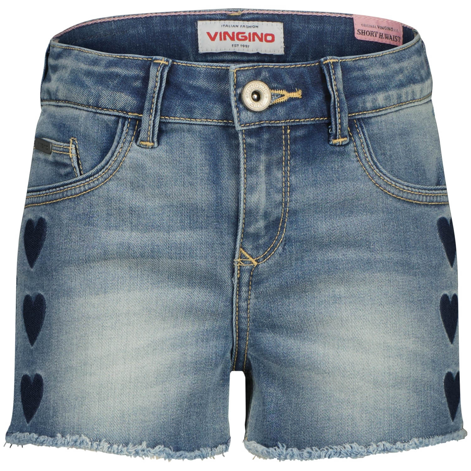 Vingino Dafina Heart Meisjes Jeans - Mid Blue Wash