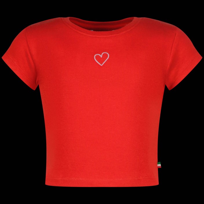 Vingino Basic-Crop Rib Tee Breeze red | Freewear Basic-Crop Rib Tee - www.freewear.nl - Freewear