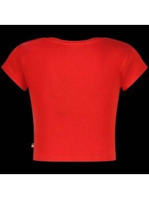 Vingino Basic-Crop Rib Tee Breeze red | Freewear Basic-Crop Rib Tee - www.freewear.nl - Freewear