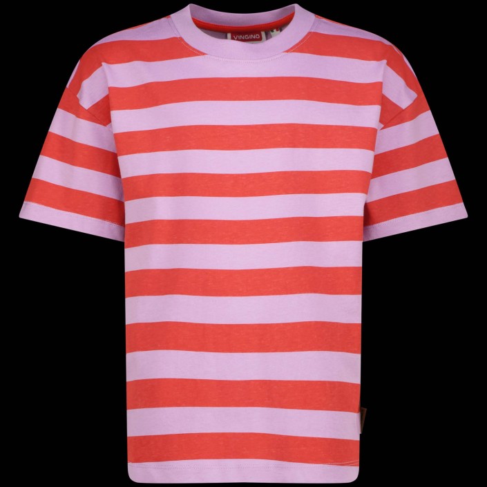 Vingino Basic-Tee Stripe Lilac blush | Freewear Basic-Tee Stripe - www.freewear.nl - Freewear
