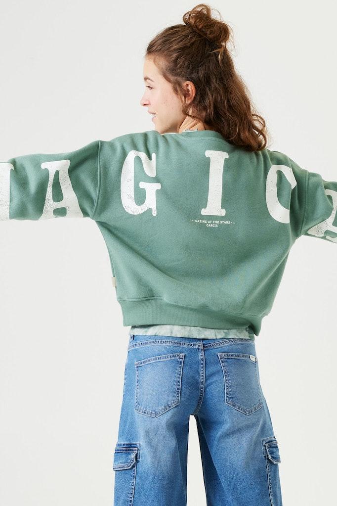 GARCIA Meisjes Sweater Groen - Maat 164/170