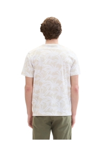 Tom Tailor Allover Printed T-shirt beige with leaf design