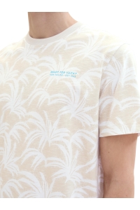 Tom Tailor Allover Printed T-shirt beige with leaf design