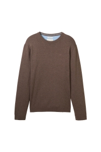 Tom Tailor Group Basic Crewneck knit wood brown melange