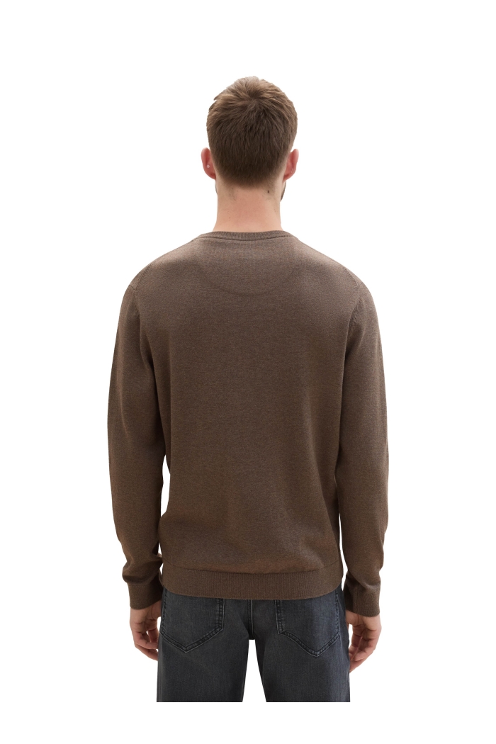 Tom Tailor Group Basic Crewneck knit wood brown melange
