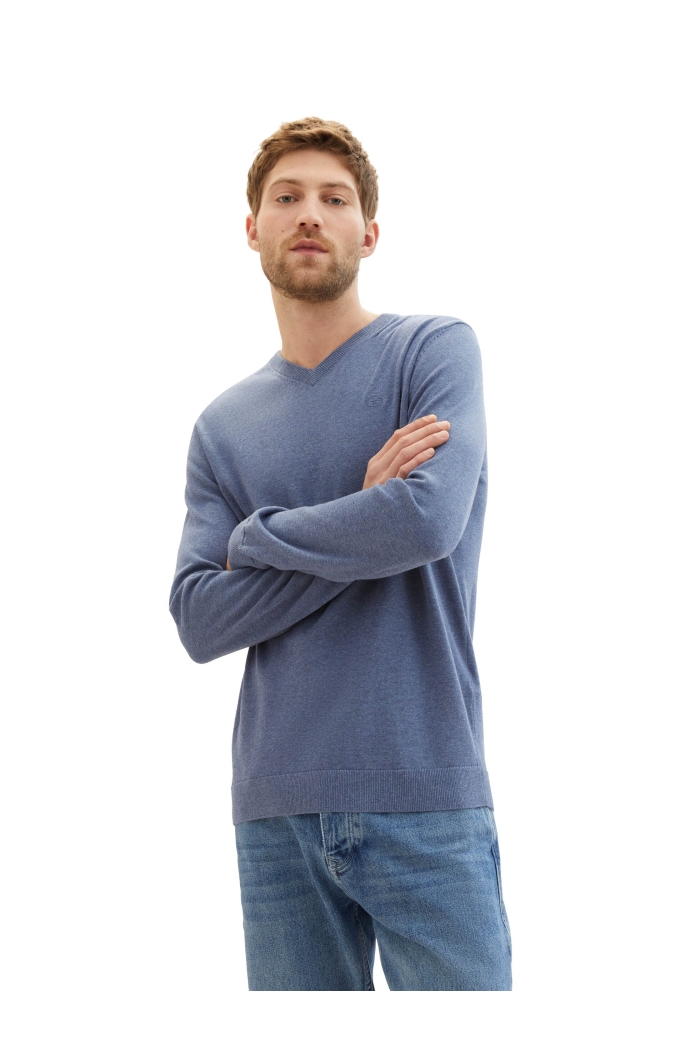 Tom Tailor Group Basic V-neck knit vintage indigo blue melange