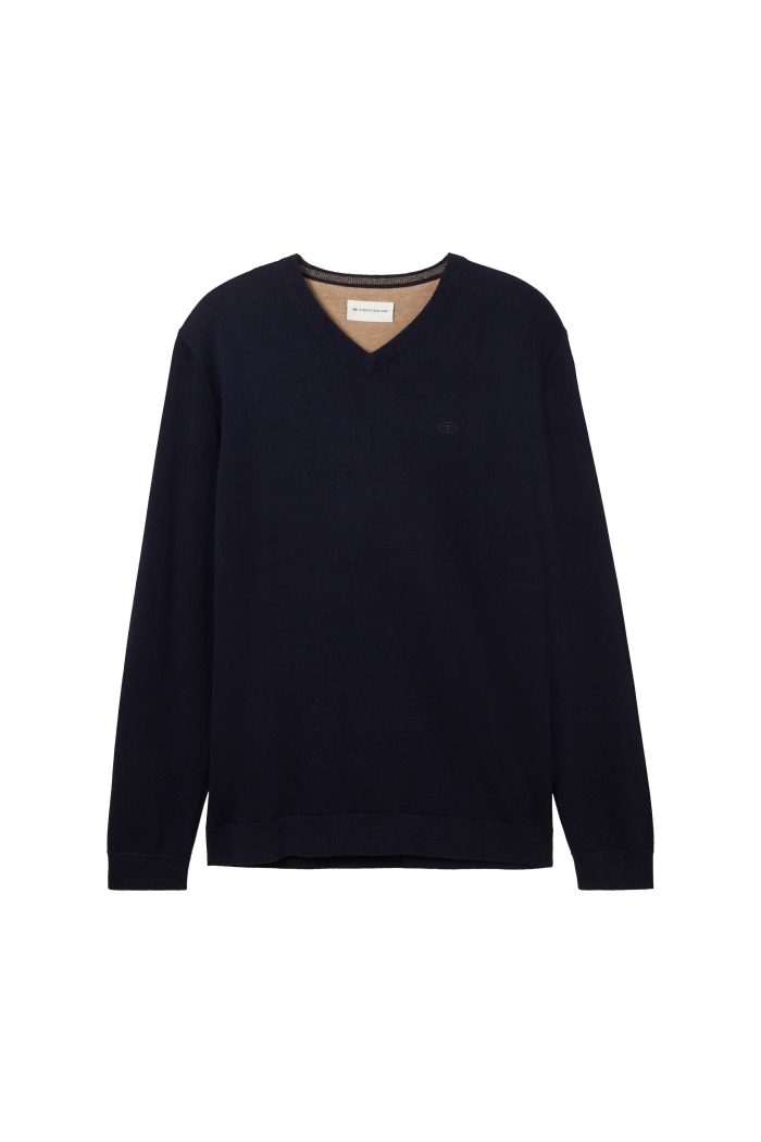 Tom Tailor Group Basic V-neck knit navy melange