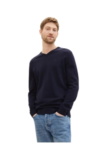Tom Tailor Group Basic V-neck knit navy melange