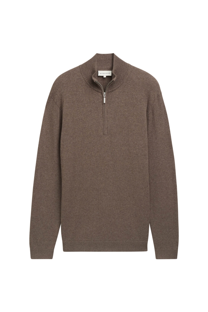 Tom Tailor Group Cotton Cashmere Knit wood brown melange