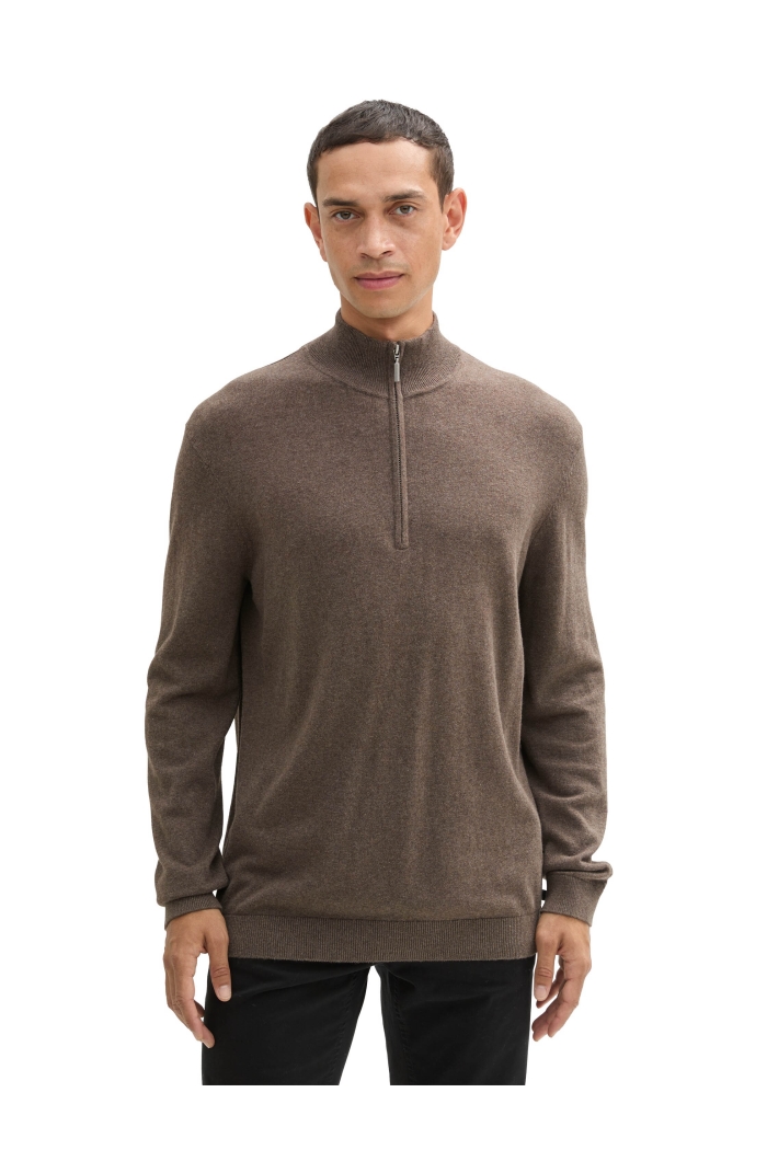 Tom Tailor Group Cotton Cashmere Knit wood brown melange