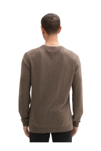 Tom Tailor Group cotton cashmere crewneck wood brown melange