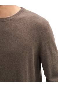 Tom Tailor Group cotton cashmere crewneck wood brown melange