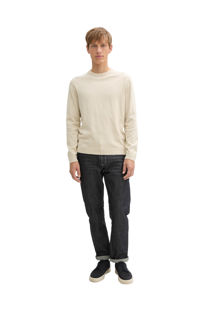Tom Tailor Basic Crewneck knit soft beige melange