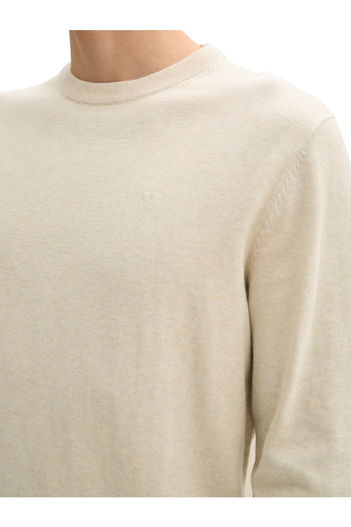 Tom Tailor Basic Crewneck knit soft beige melange