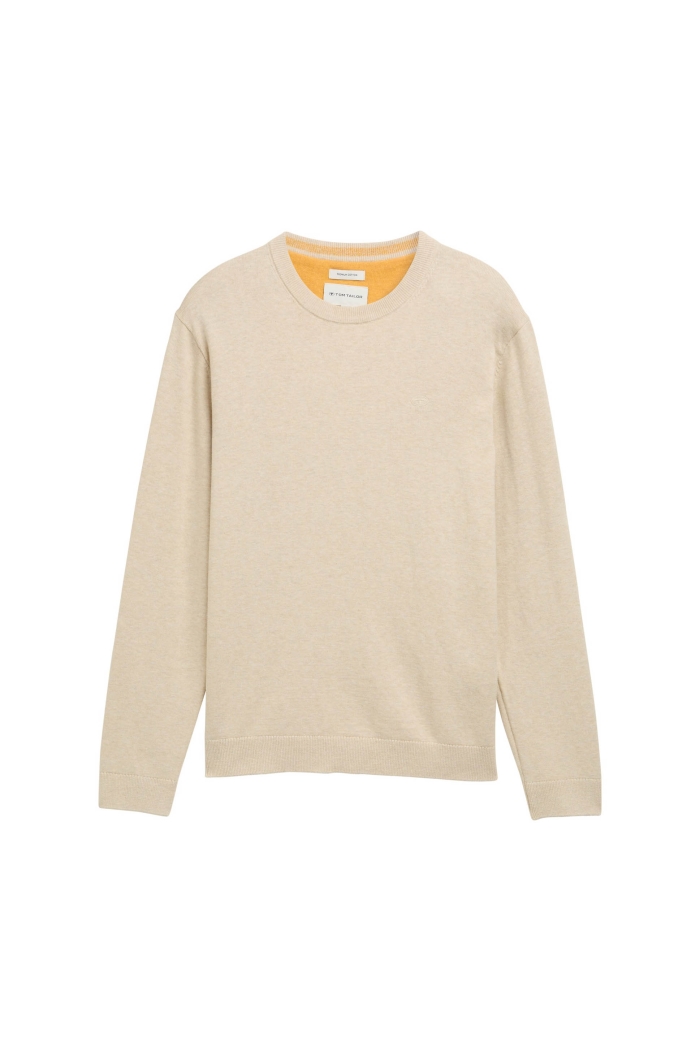 Tom Tailor Basic Crewneck knit soft beige melange