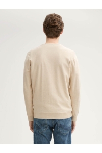 Tom Tailor Fine Striped Knit Henley light cashew tonal