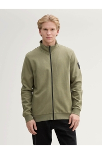 Tom Tailor Stand up collar sweat jacket tree moss green