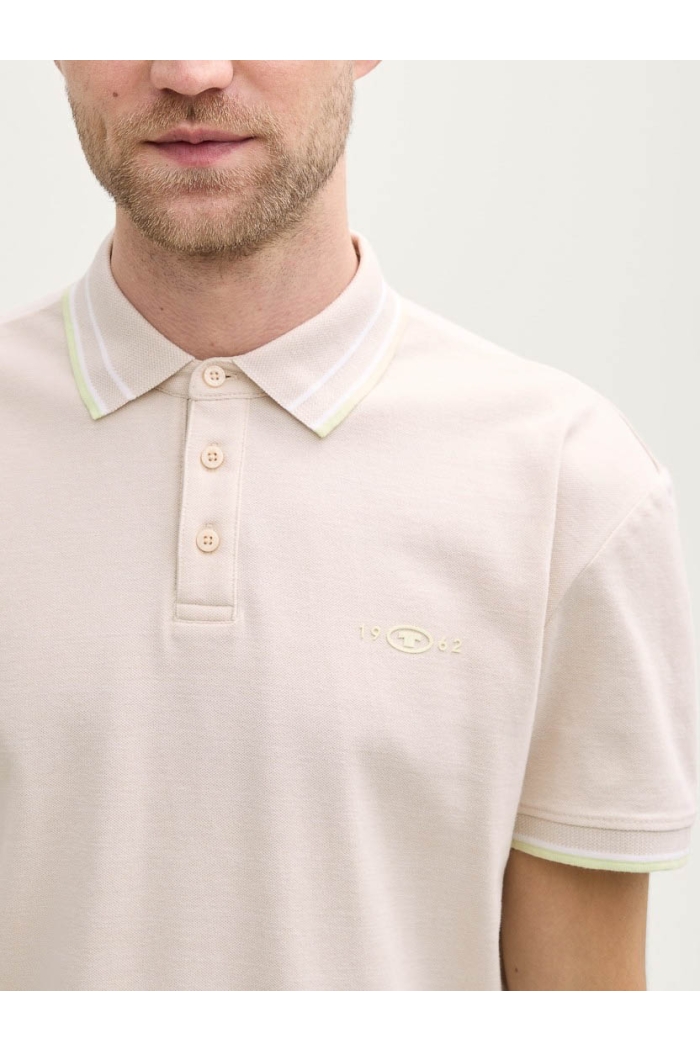 Tom Tailor Polo with print light cashew beige