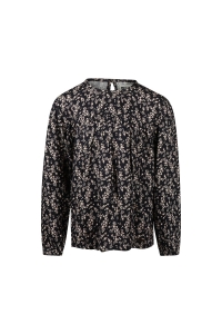 No Way Monday Ki Blouse ls bloemetje black