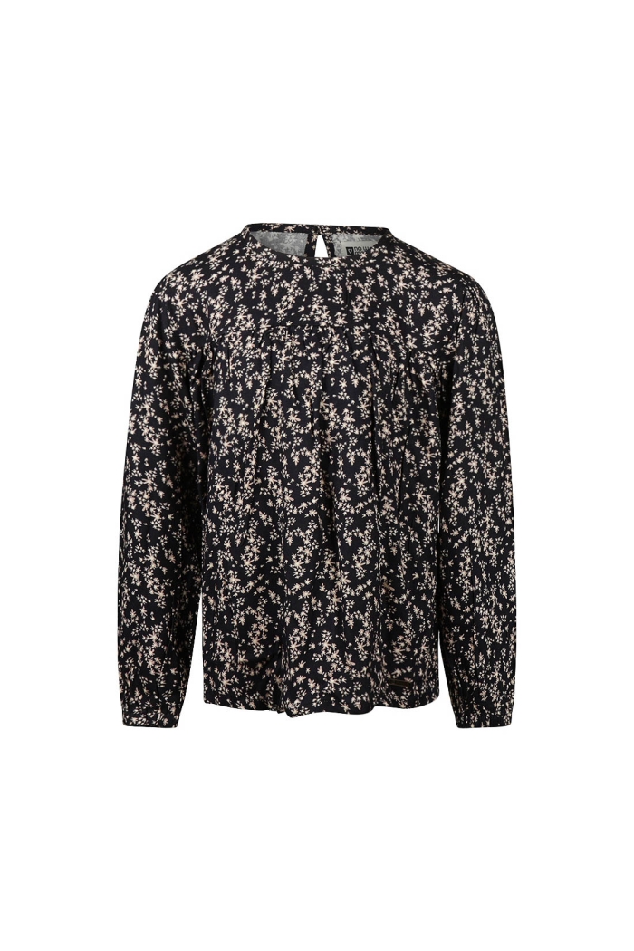 No Way Monday Ki Blouse ls bloemetje black