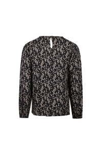 No Way Monday Ki Blouse ls bloemetje black