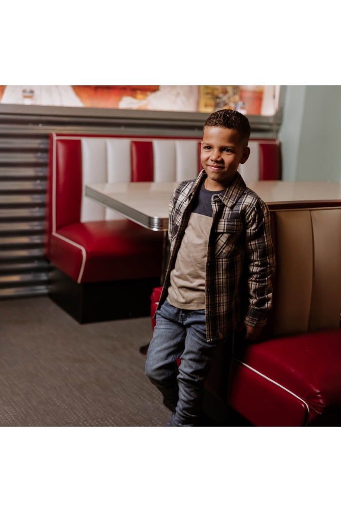 No Way Monday Ki Shirt ls geruit anthracite