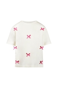 No Way Monday Ki T-shirt Strikjes off white