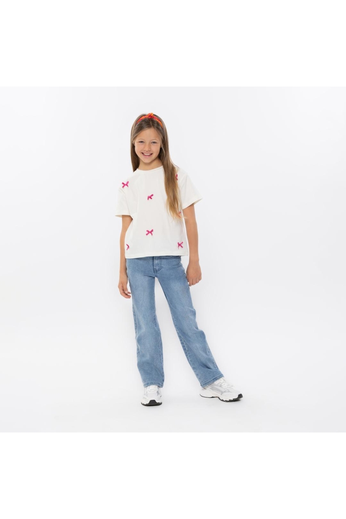 No Way Monday Ki T-shirt Strikjes off white