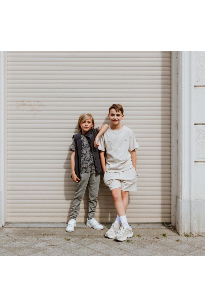 No Way Monday Ki T-shirt Blaadjes antracite