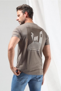 Gabbiano T-shirt jersey backprint wood brown