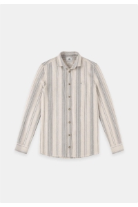 Gabbiano Shirt ls vertical striped jens roasted pecan