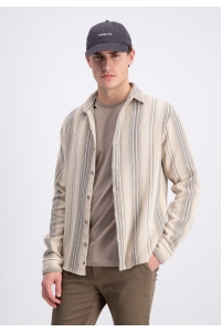 Gabbiano Shirt ls vertical striped jens roasted pecan