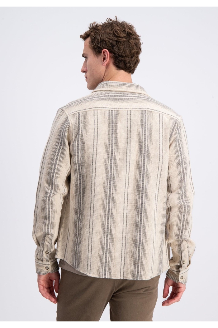Gabbiano Shirt ls vertical striped jens roasted pecan