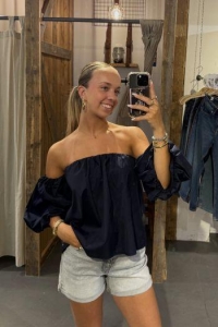 LIZ&JAZZ THE LABEL Top off shoulder uni donker blauw
