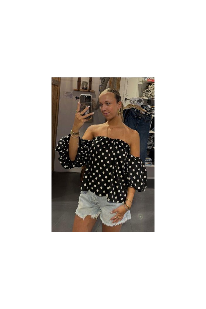 LIZ&JAZZ THE LABEL Top off shoulder dots zwart