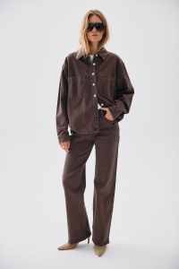 Noisy May NMYOLANDA MW STRAIGHT JEANS COLORED: chocolate brown