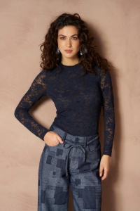 Lofty Manner Top Irea lace dark blue