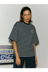 Lofty Manner T-shirt Imma streep dark blue