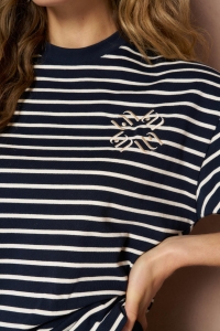 Lofty Manner T-shirt Imma streep dark blue